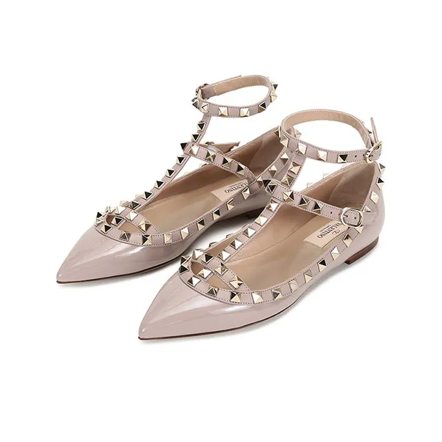 Valentino Rockstud GARAVANI Casual Single Shoes Women's Gray Pink-2