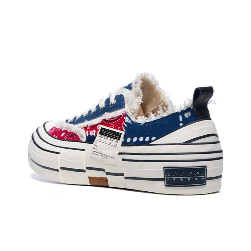VESSEL G.o.p. Lows 'redxblue Paisley' Low Top Canvas Shoes Unisex Red Blue-3
