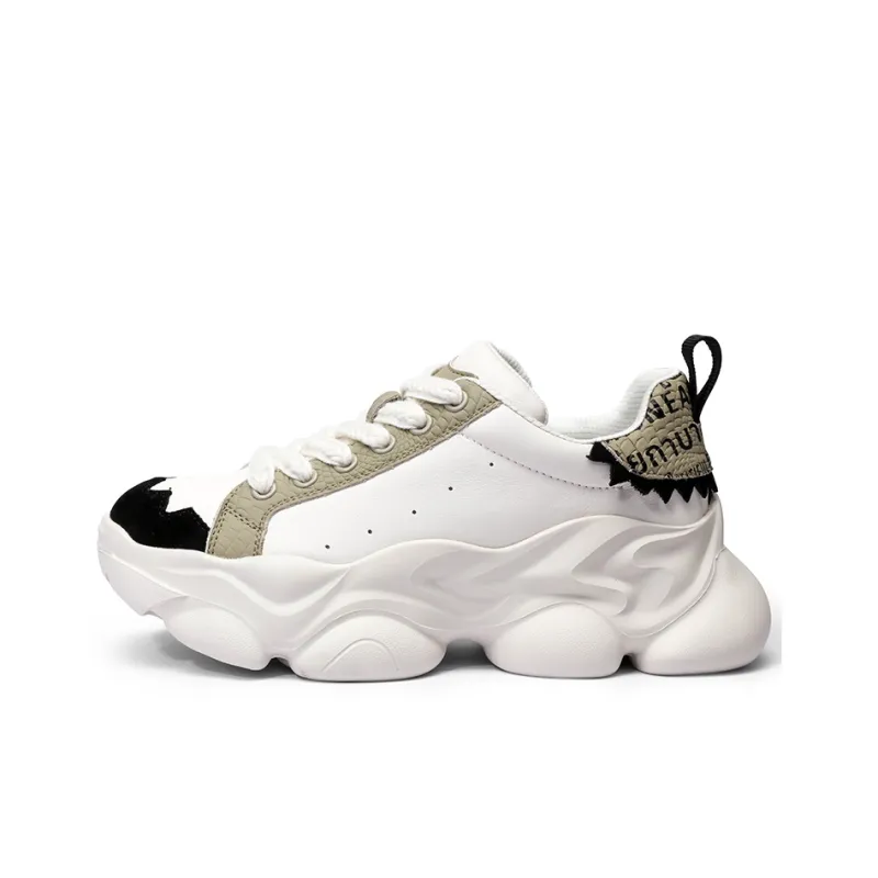 Rosa Bianca Chunky Sneakers Women's Low Top White Green/Milk Tea-0