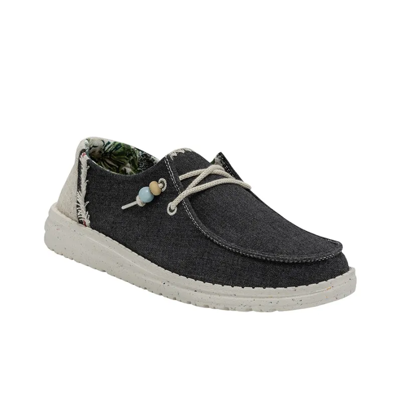 Heydude Canvas Shoes Women's Low Top Carbon Black-1