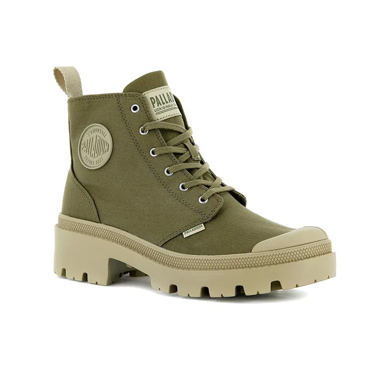 Palladium PALLABASE Twill Dune Anti Slip And Wear Resistant Cushioning Coverage High Top Canvas Shoes Women's-2