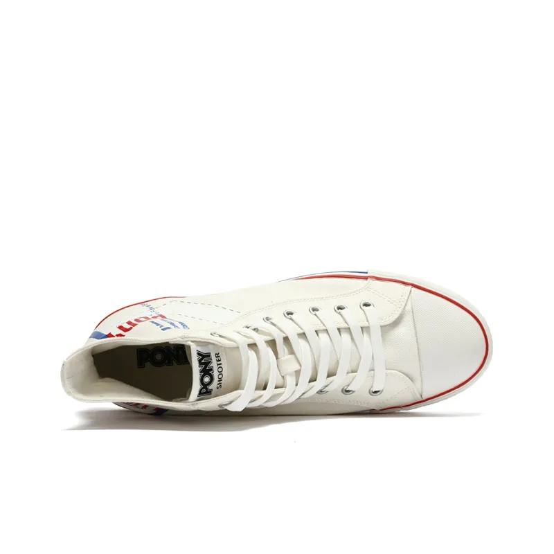 PONY Shooter Abrasion Resistant High Top Canvas Shoes Unisex Raw White-2