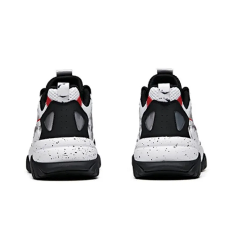 Anta Cushioned Anti Slip And Wear Resistant Lightweight Low Top Chunky Sneakers Women's Black White Red-3