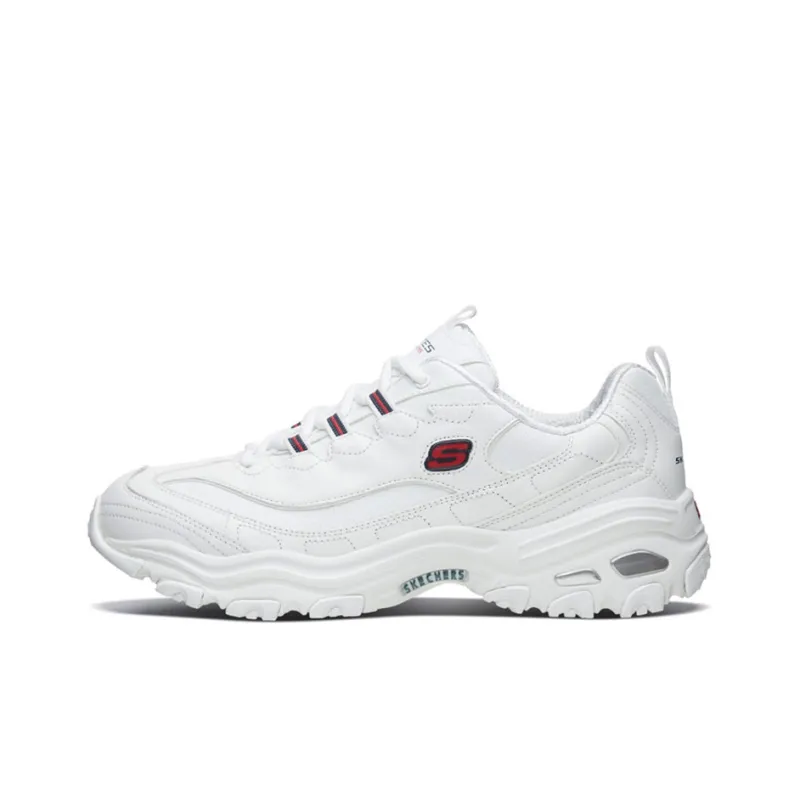 Skechers D'LITES 1.0 Cushioning Anti Slip And Wear Resistant Low Top Chunky Sneakers Men's White-0