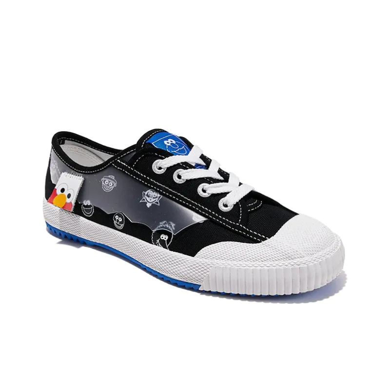 SESAME STREET x Feiyue Abrasion Resistant, Breathable, Lightweight Low Top Canvas Shoes Women's Black-3