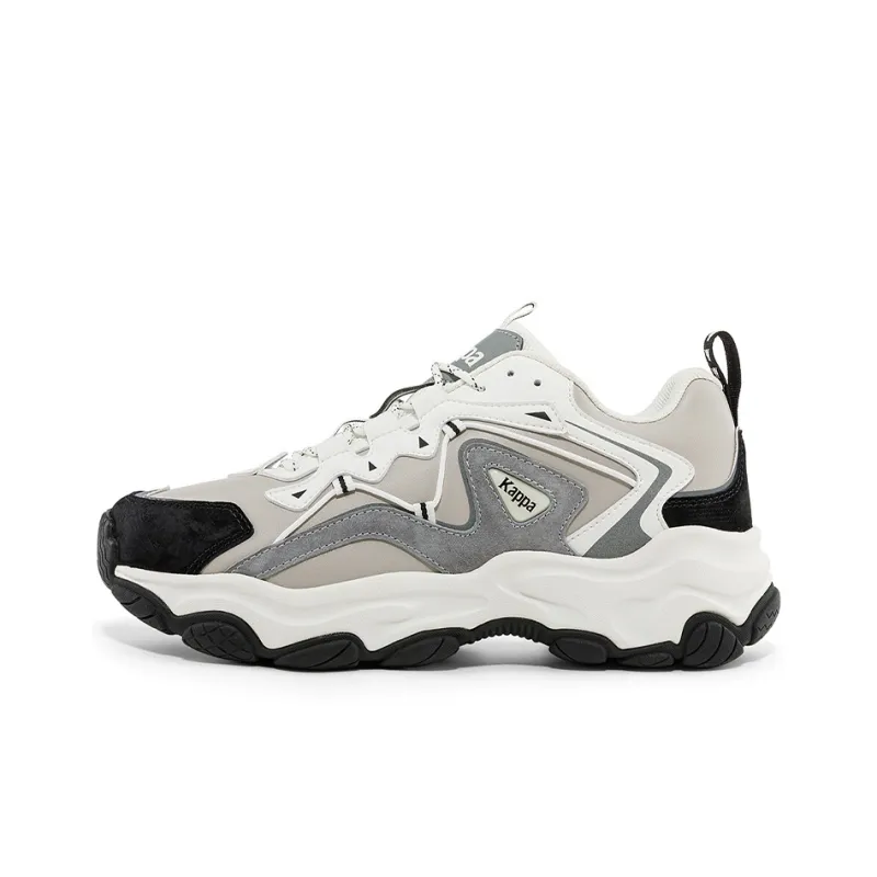Kappa Non-slip Wear-resistant Shock Absorption Low-Top Chunky Sneakers Unisex Gray White-0