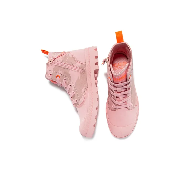 Palladium Pampa Zip Nevada Breathable Abrasion Resistant Slip Resistant High Top Canvas Shoes Women's Light Pink-3