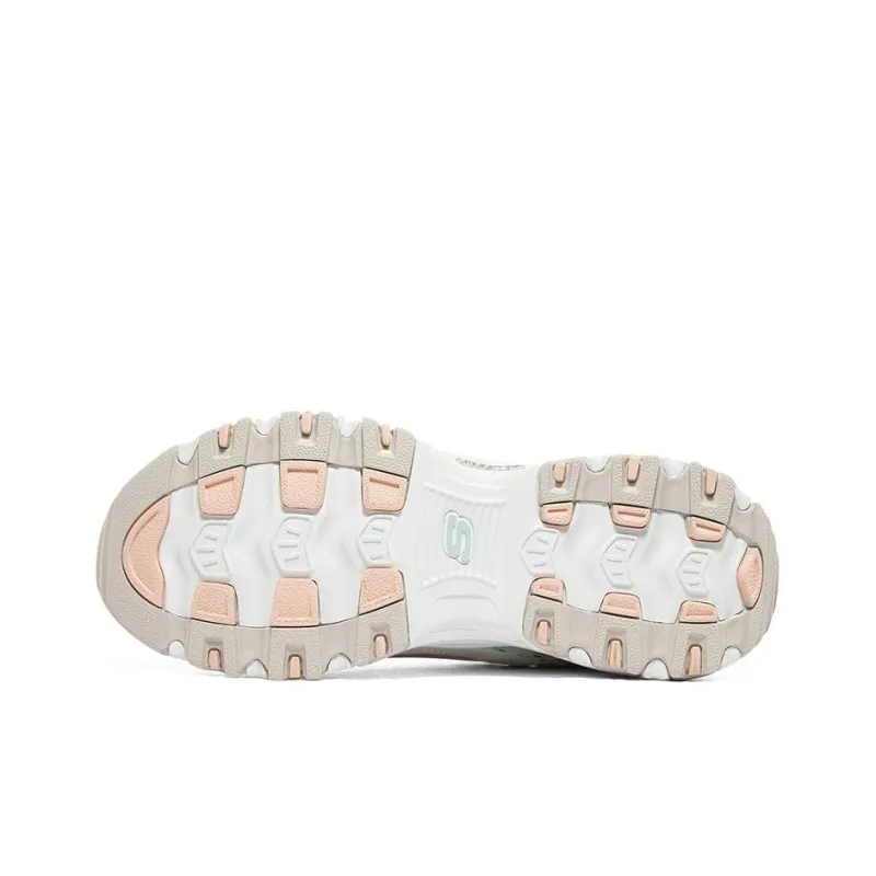 Skechers D'LITES 1.0 Anti Slip Wear Resistant Low Top Chunky Sneakers Women's White Gray Pink-4