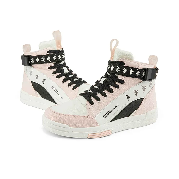 Kappa Breathable High-Top Canvas Shoes Women's Fan Shell Pink-3
