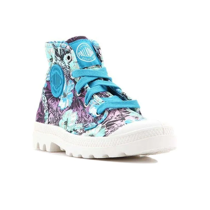 Palladium Pampa Hi Anti-Slip Wear-Resistant High-Top Canvas Shoes Women's Blue Purple-3