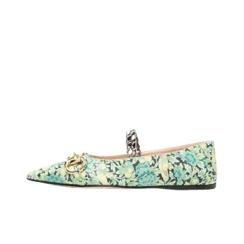 GUCCI Floral Horsebit Ballerina Shoes