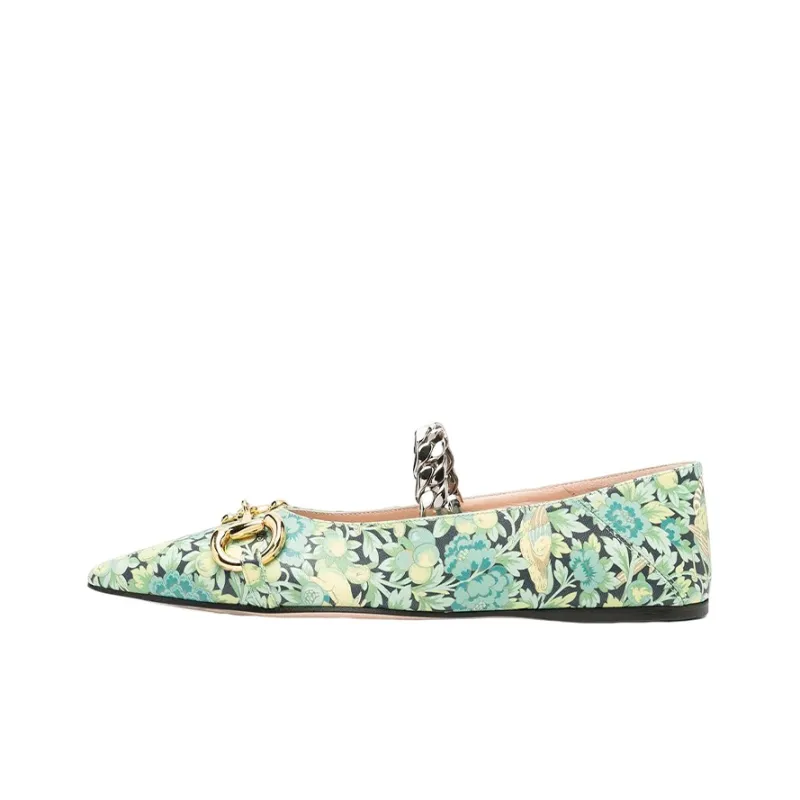 GUCCI Floral Horsebit Ballerina Shoes-0