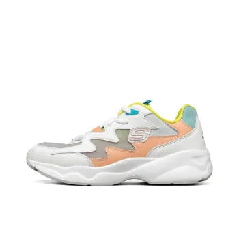 Skechers D'LITES AIRY Chunky Sneakers Women's Low Top White/Orange/Green