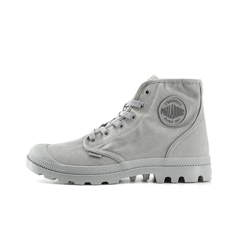 Palladium Pampa Canvas Shoes Unisex High Top Cloud Burst Gray-0