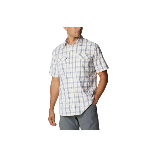 Columbia Silver Ridge Shirts Men White Check