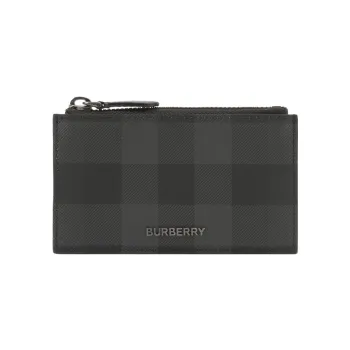 Burberry Polyurethane With Cotton Card Holder Regular Men's Charcoal Gray