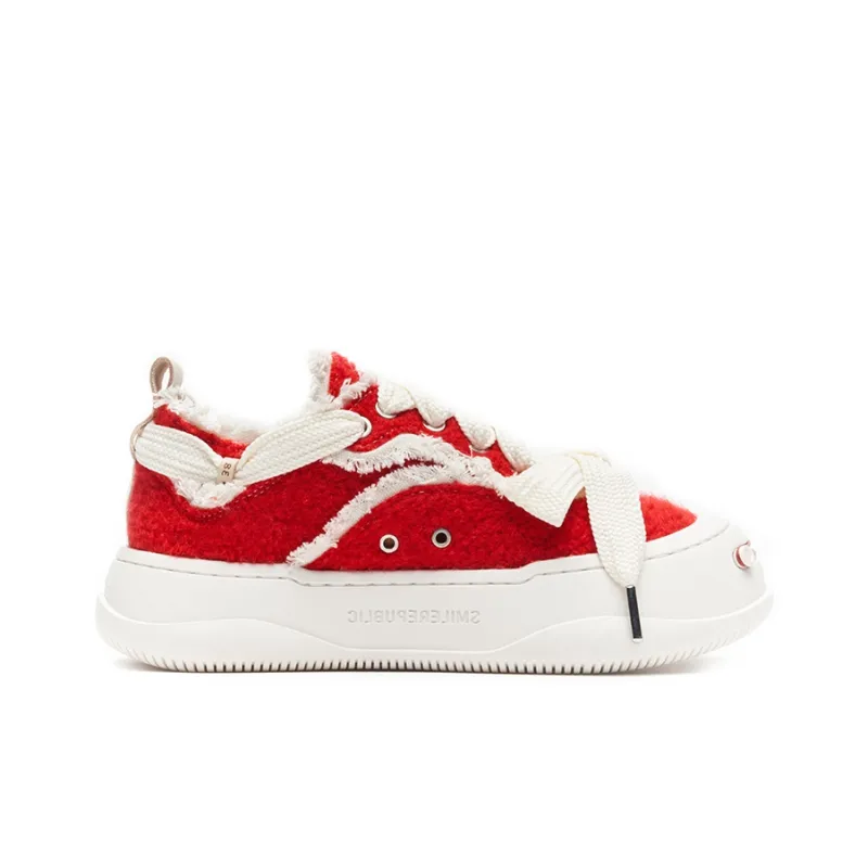SMILEREPUBLIC Anti Slip Wear Resistant Low Top Canvas Shoes Unisex Red-1