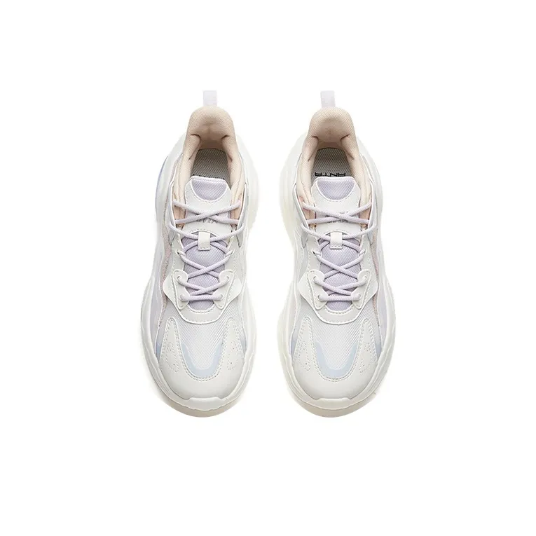 Anta Life Collection Cushioning Anti Slip And Wear Resistant Low Top Chunky Sneakers Women's White Purple-2