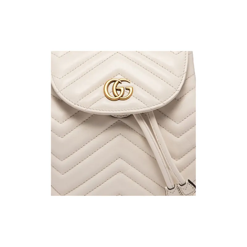 GUCCI Marmont Quilting Leather Backpack Mini Women's White-5