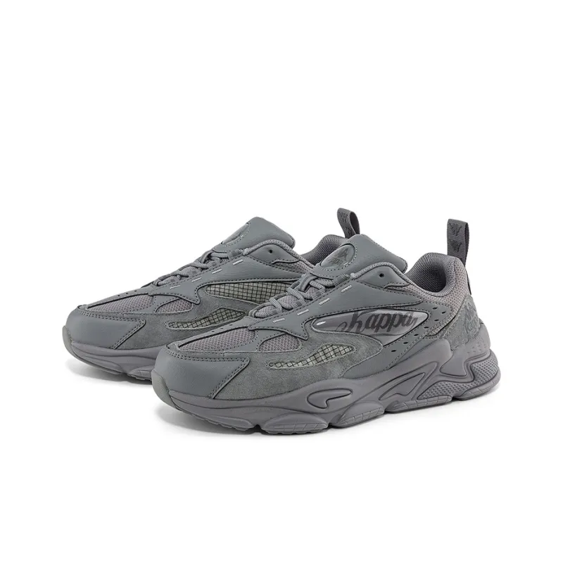 Kappa Non slip Wear resistant Shock Absorption Low Top Chunky Sneakers Unisex Contour Gray-2