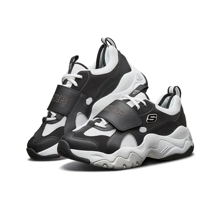 Skechers D'LITES 3.0 Cushioned Slip Resistant Abrasion Resistant Breathable Low Top Chunky Sneakers Men's Black White-2