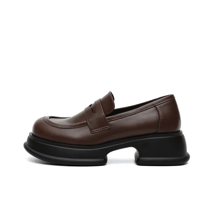 MASOOMAKE Loafers Women's Low Top Black/Ecru/Brown-16