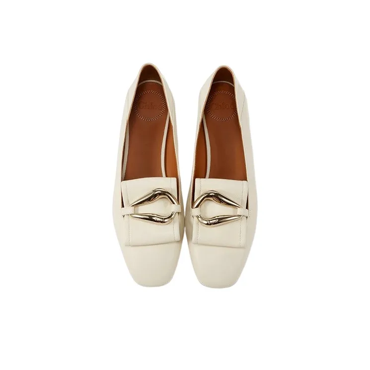 Chloe Medium Heel Shoes Women's White-3