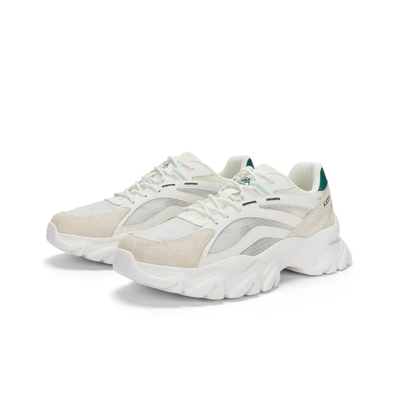Kappa Anti-Slip Wear-Resistant Low-Top Chunky Sneakers Unisex White Gray-2