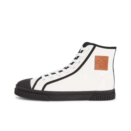 LOEWE Anagram Canvas Shoes Men High-Top Soft White