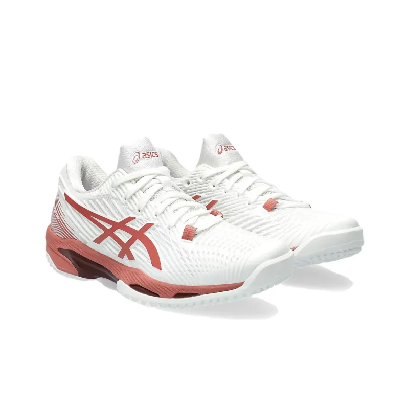 Asics Solution Speed FF 2 OC Shock Absorbers Low Top Tennis Shoes Women's Red White-2
