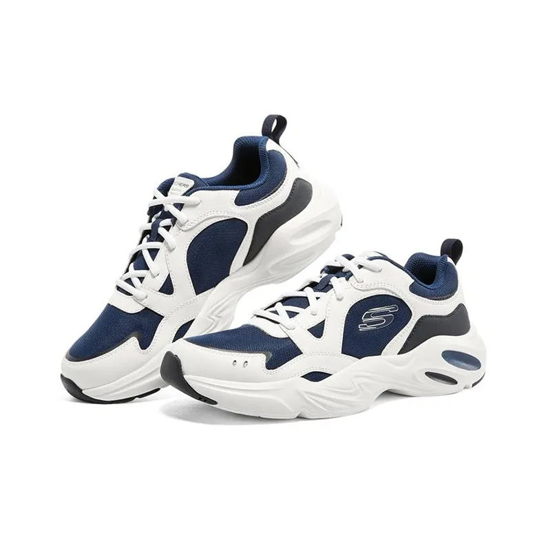 Skechers Stamina Airy Cushioning Anti-Slip And Wear-Resistant Low-Top Chunky Sneakers Men's White Blue-2