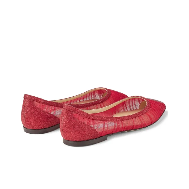 Jimmy Choo LOVE Flat Shoes Women's Red-3