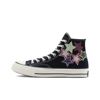Converse Chuck 70 Patchwork Stars Anti-Slip Wear-Resistant High-Top Canvas Shoes Unisex Black