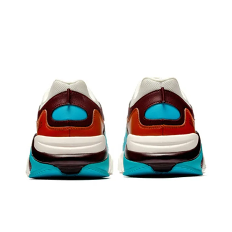 361° Cushioning, Slip Resistant, And Abrasion Resistant Low Top Chunky Sneakers Men's White Brown Blue-3