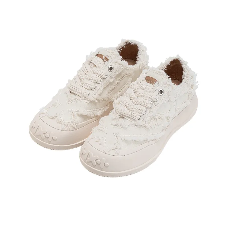 LUCKISLE Step By Step Lotus Lucky Shoes Low-Top Canvas Shoes Unisex Dopamine Dressing White-2