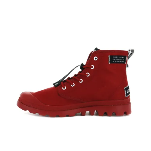 Palladium Pampa Lite Overlab Anti-Slip And Wear-Resistant Breathable High-Top Canvas Shoes Unisex Red