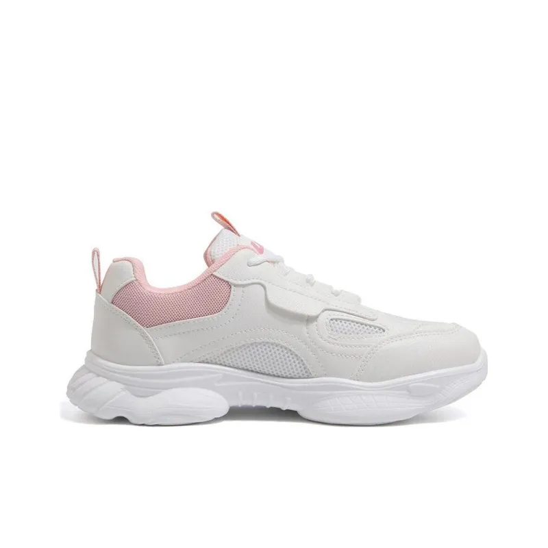 Warrior Lightweight Breathable Cushioning Low Top Chunky Sneakers Women's White Pink-1