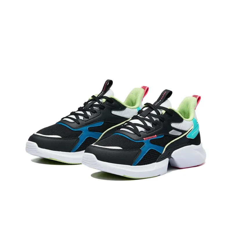 ANTA Chunky Sneakers Women's Low Top Black/Fluorescent Aqua/ANTA White-1