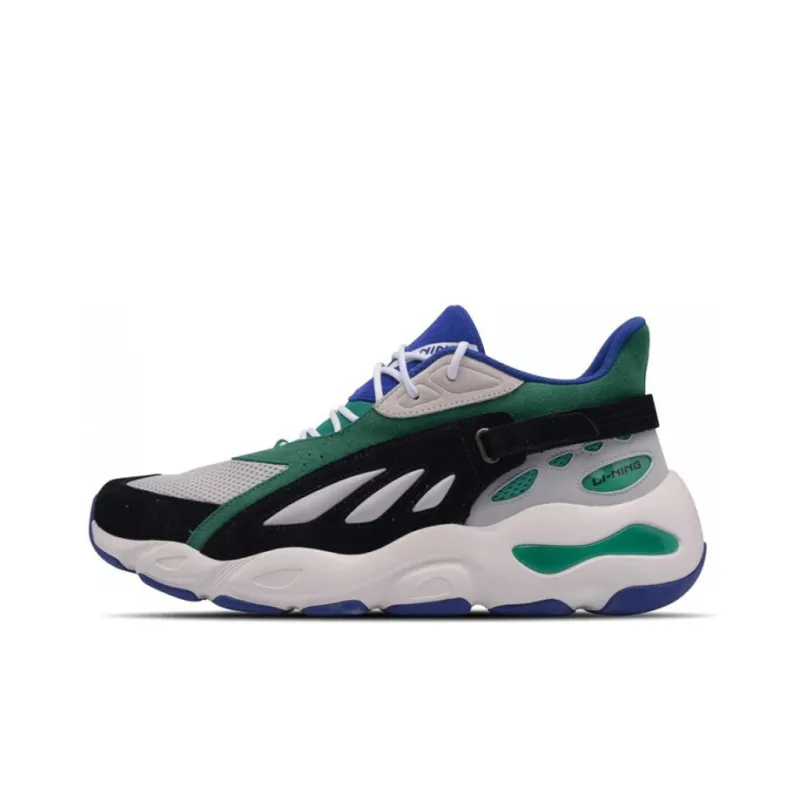 LiNing Butterfly Anti Slip And Wear Resistant Lightweight Low Top Chunky Sneakers Men's Turquoise-0