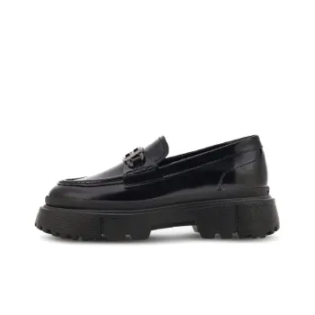 HOGAN Logo Plaque Round Toe Loafers Women's
