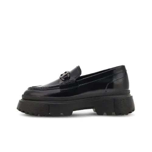 HOGAN Logo Buckle Platform Loafers