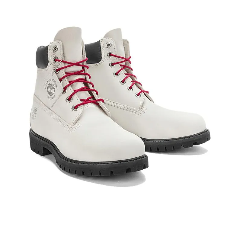 Timberland Premium 6 Inch Boots 'White Nubuck With Red'-2