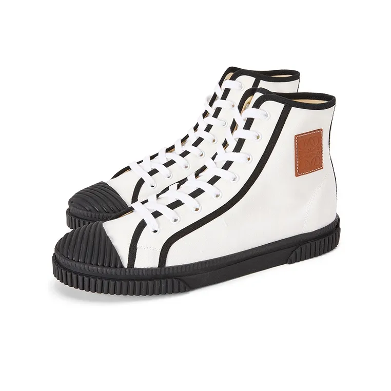LOEWE Slip Resistant, Abrasion Resistant, Lightweight High Top Canvas Shoes Men's Cotton White-2