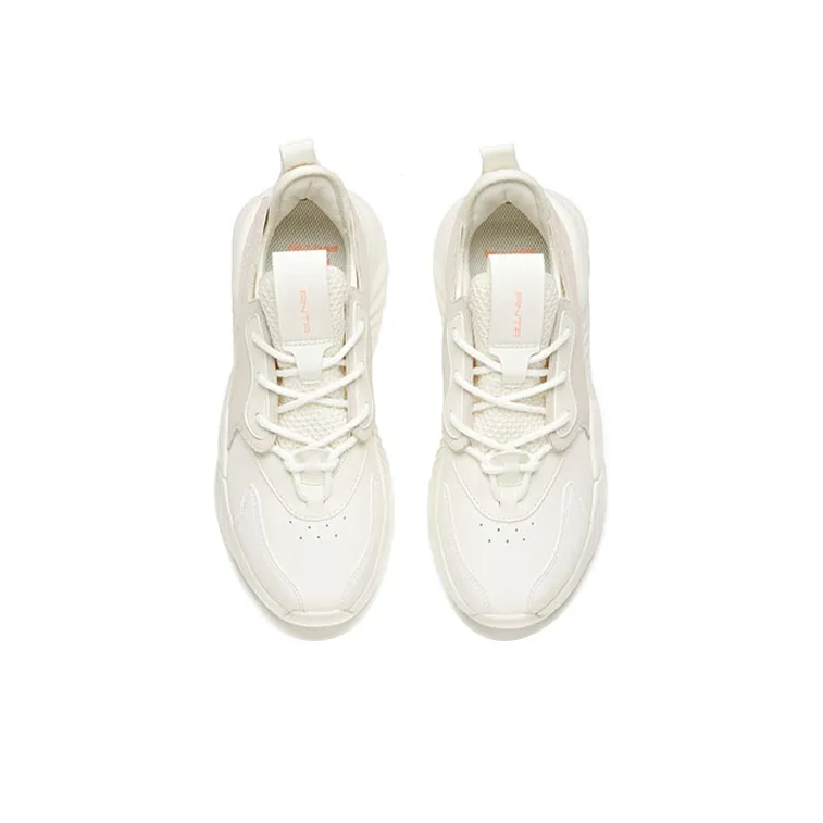 ANTA Chunky Sneakers Women's Low Top Ivory White/Light Brown-3