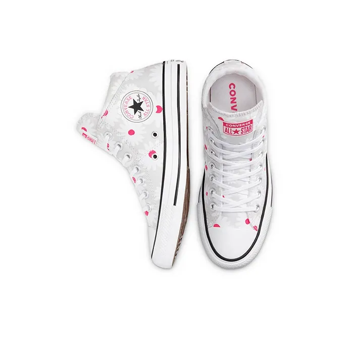 Converse Chuck Taylor All Star Anti-Slip Wear-Resistant Mid-Top Canvas Shoes Women's Small Daisy Gray White-3