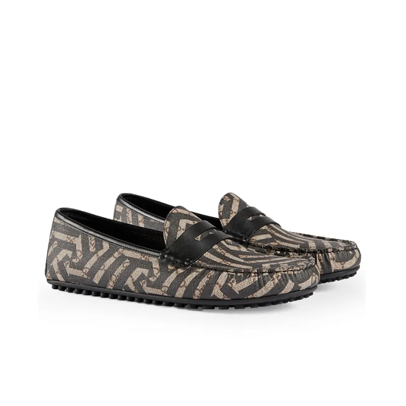 GUCCI DRIVER Caleido Gommino Loafers Men's Black Brown-1