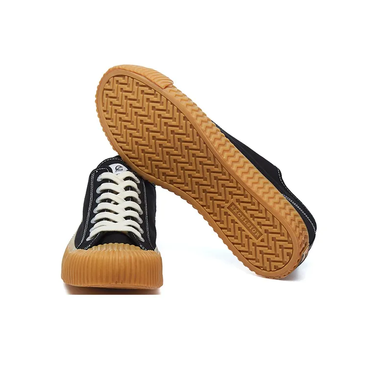 Excelsior Canvas Shoes Unisex Low Top Carbon Black/Caramel-4