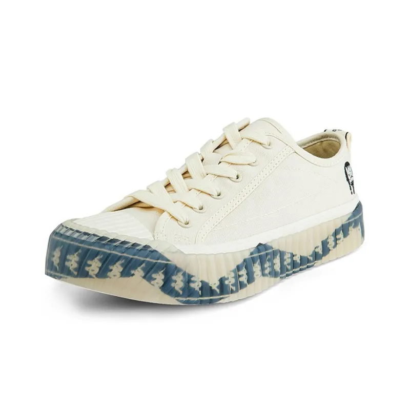 Kappa Anti-Slip And Wear-Resistant Lightweight Low-Top Canvas Shoes Unisex Beige White Blue-2