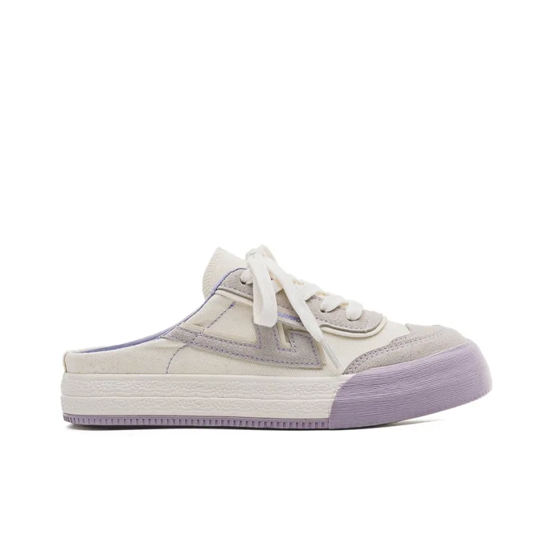Warrior Anti Slip Wear Resistant Low Top Canvas Shoes Women's Beige Gray Purple-1