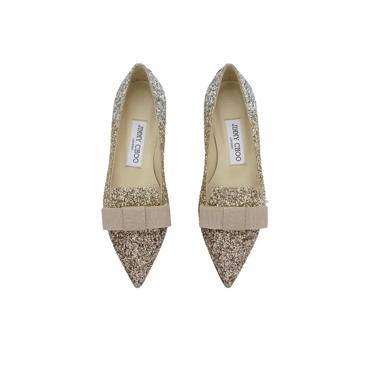 Jimmy Choo Gala Zhou Yangjie Casual Single Shoes Women's Gold-2
